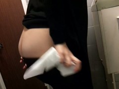 Long haired amateur pissing and getting booty spied