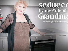 Curvy 72 Year Old Granny Noretta Seduces Her Grandson's Best Friend To Fuck Her Hard On The Couch
