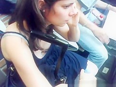 Girl down blouse and cleavage