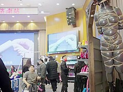 Chinese public supension bondage in latex