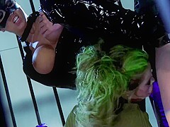 Katwoman Gets Her Pussy And Mouth Stuffed In Wild Prison