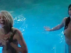 Drunk sex dolls gangbanging at pool orgy party