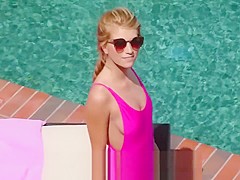 BAEB Blonde babe Arya Fae fucked outdoors by the pool