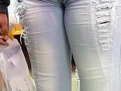 Tight jeans pants cameltoe