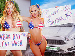 Venus Rivers And Lolly Dames In Car Wash Duo Shake Tits And Score Big