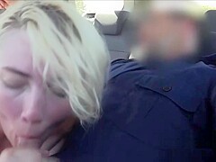 Blonde deep throats cops cock outdoors