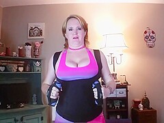 Sexy Big Tit Babe Teasing Workout Turns 2 Sports Bra Titfuck & Huge Cumshot