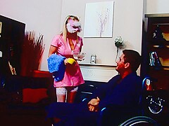 Hot nurse kitty gives a good sponge massage
