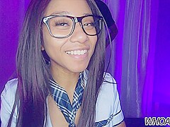 School Girl Amari Gold Gives A Double Bj