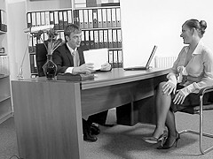 Alluring brunette slut is ready to get rammed in the office