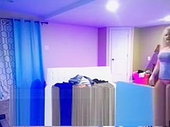 Blonde in pink panties masturbates