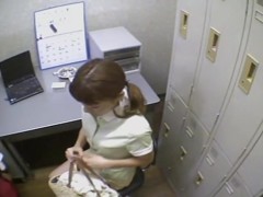 Pigtailed Japanese screwed in spy cam office sex video