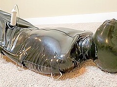 Sexy Humiliation Slut Is Made To Cum In A Total Sensory Deprivation Latexsack With Breath Play