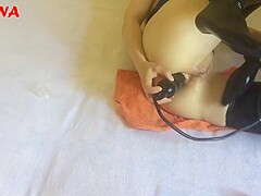 Permeated For The 1st Time With Double Sex Tool And Inflatable Anal Plug