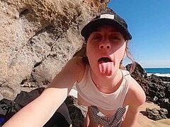 Amateur Have Risky Sex On The Beach With Teeny Ginger And Little Arden