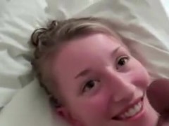 Shy beauty tugjob with facial