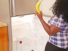 Busty Curvy Black Princess gets freaky w/ Banana