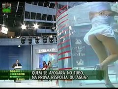 Amazing blonde in water upskirt on tv