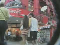 stripy coloured dress upskirt sexy long hair with boyfriend