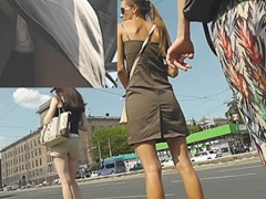 Hawt upskirt sweetheart with a great tan