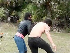 She Kicks His Face with Her Heel Boots