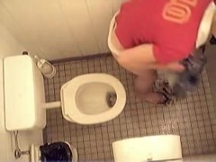Naked girl is pissing on the hidden cam in the toilet