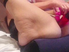 Brunette Milf With Glasses Toys Hot Snatch While Hubby Vibes Clit