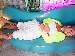 A Disgustingly Cute Tanned Muddy Girl Gets A Quick Blowjob And Multiple Creampie Play At The Club - 