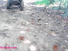 Thai teen heather goes atving in paradise and gets huge throatpie in quad