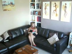 Filthy couple are fucking hard on the couch in the room