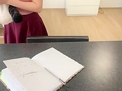 Virgin step sister learns a blowjob on her brother's dick - Eva Elfie