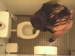 Toilet pissing girl in bikini spied on the voyeur cam