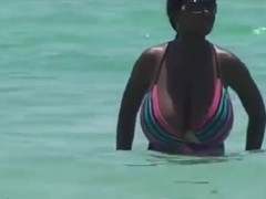 Candid Huge Black Bikini Beach Cleavage