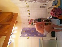 Chubby wife on bathroom spy cam