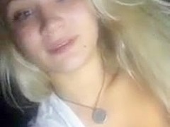 cute girl shows her cleavage