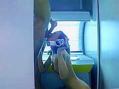 Sex lovers cum in the solarium