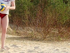 Convinced Blonde On Public Beach To Suck Balls