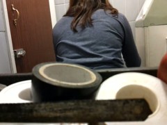 Having pissed girl gets on toilet spy cam drying our nub