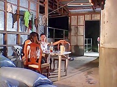 Two asian whores pleasing two friends