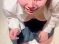 How to lick it is erotic... W Uniform costume's baby-faced Shotka daughter's ball licking blowjob.59