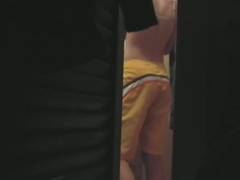 A sexy athlete girl takes a shower voyeur video