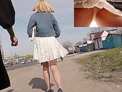 Great golden-haired upskirt footage