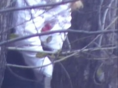 Public voyeur captures a sexy girl peeing in the woods