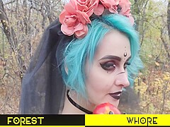 A Chained Witch Is Humiliated, Fisting Her Anal In The Woods