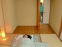 Naughty Japanese gal moans while her cunt is filled with jizz