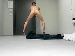 NAKED SEXY SMOOTH SKINNY FEMBOY WAITING FOR THE ELEVATOR