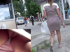 Upskirt spy camera gets under the super tight skirt