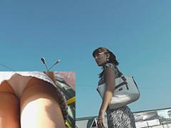 White full back panty upskirting