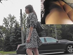 Hot nylons upskirt on a windy day