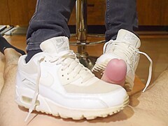 Shoejob Black Sockjob And Footjob With Nylon Socks
